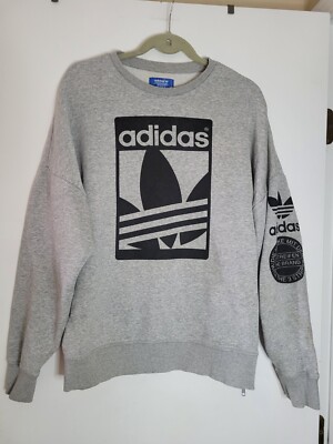 Adidas Originals Street Graphic Sweatshirt Side Zipper Gray AB8027
