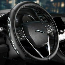 Genuine Leather For Jaguar Black New 15 Diameter Car Auto Steering Wheel Cover