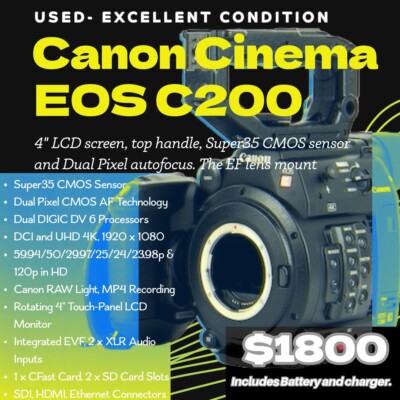 Canon Cinema EOS C200 Digital Camera EF Mount Body