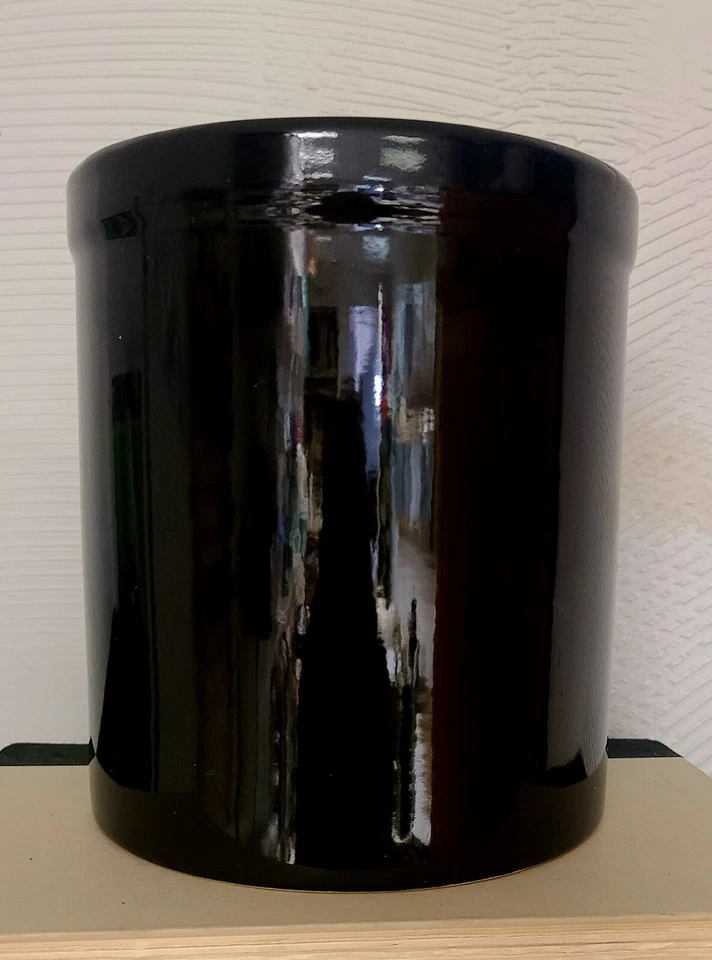 Glazed Ceramic Black Utensil Holder with French Country Rooster Label - Image 4 of 4