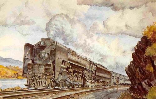 New York Central Train 20th Century Ltd Hudson Highlands Howard Fogg Postkarte