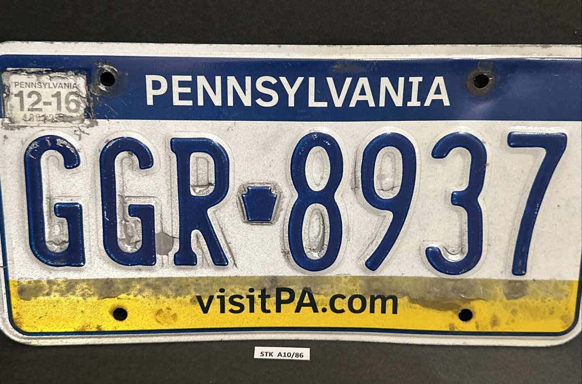 Pennsylvania License Plate — GGR 8937 VISIT PA.COM — CRAFT GRADE