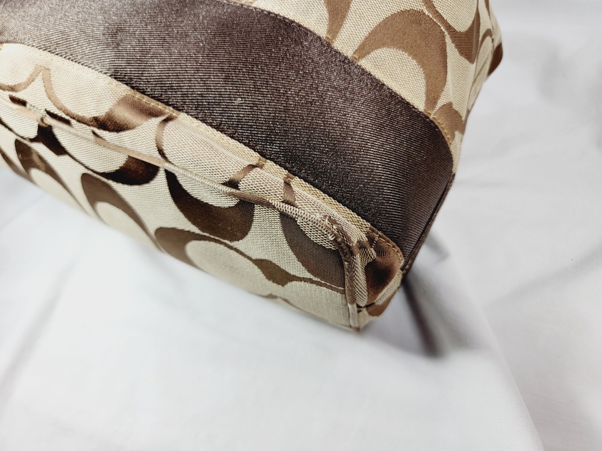 Coach Vintage F17434 Khaki & Brown Signature Stripe HOBO Coach Vintage F17434 Khaki & Brown Signature Stripe HOBO