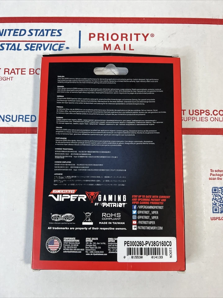 Patriot Viper 3 8GB 240-Pin DDR3 SDRAM DDR3 1600 (PC3 12800) -NEW /NEXT DAY SHIP - Image 2 of 4