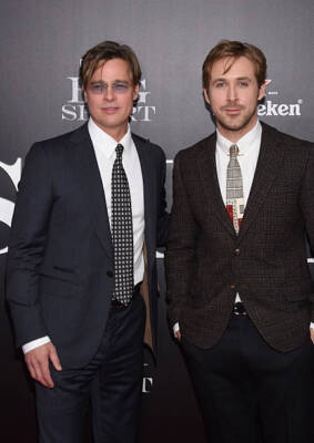 Brad Pitt Ryan Gosling at the premiere of The Big Short at Ziegfel - Old Photo 3