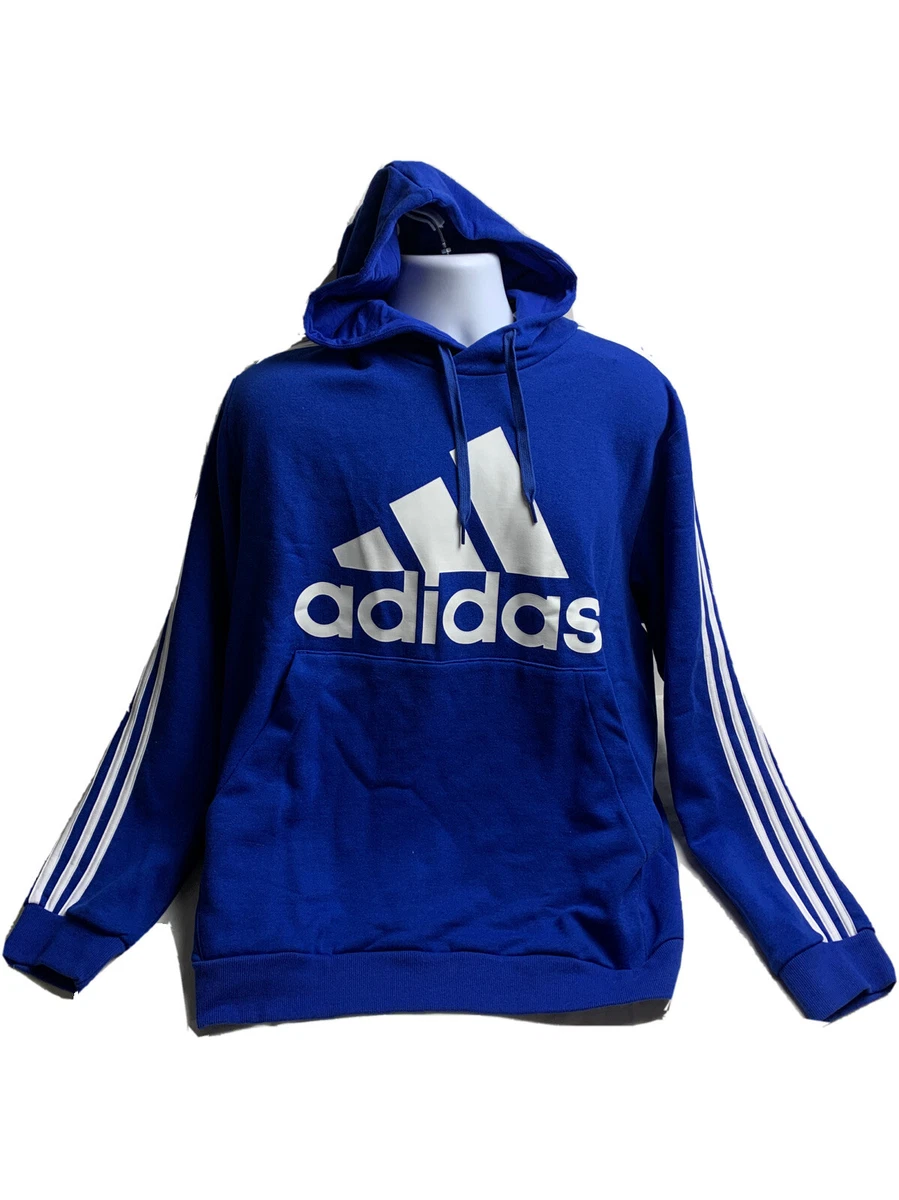 Adidas Sweatshirt Hoodie M BL3S Fleece Blue White Men Size 2XL