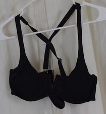 ZAFUL Women's Ribbed Two Piece Bikini High Cut Underwired Bikini Black Size 6