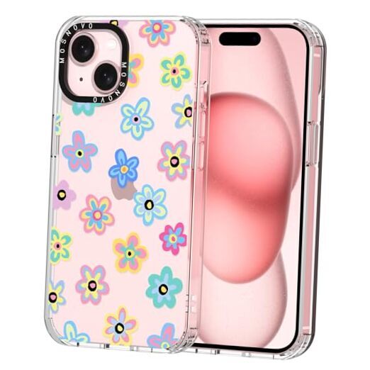 Case for [Buffertech 6.6ft Military-Grade Drop iPhone 15 Groovy Flower