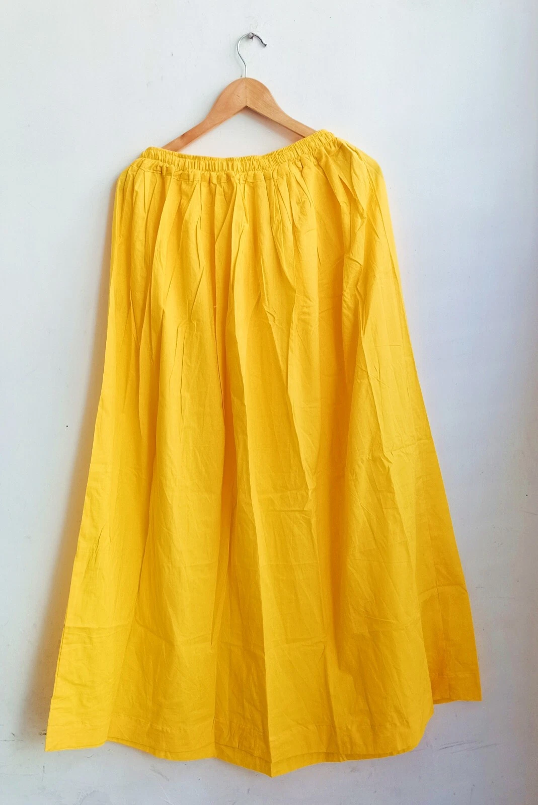 Cotton Yellow Solid Print Skirt Indian Women's Clothing Skirt Partywear Skirt US