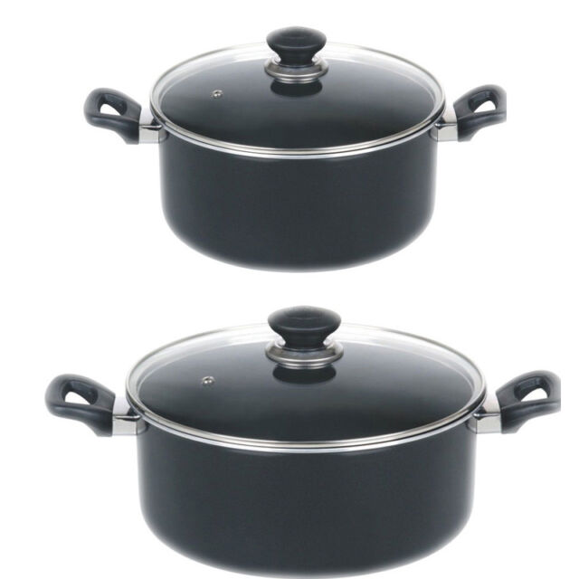 Marble Coated Non-Stick Casserole Cooking Pot 10 Piece Set with Glass Lid 20-28cm
