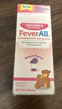 Fever All Children’s Acetaminophen 4 Fl Oz Grape Flavor Exp 7/26