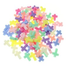 Acrylic Cross Beads 100pcs Mixed Color Plastic Loose Beads Spacer Beads For Diy