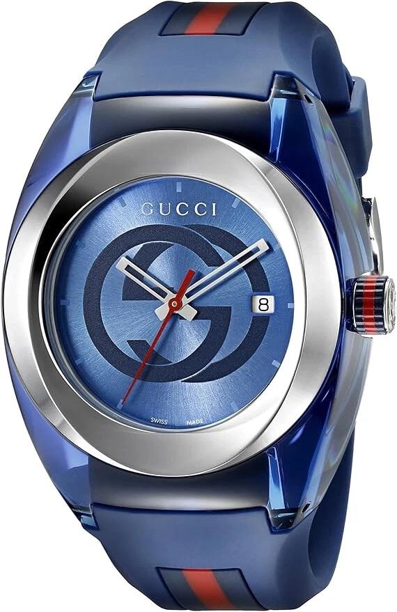 Montre unisexe GUCCI SYNC XXL YA137104 bracelet caoutchouc bleu 46 mm