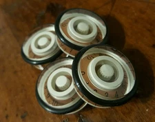 4 Guitar Speed Volume/Tone Knobs With JAT- SPEED GRIPS.. Brown/Cream...   JAT