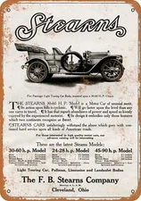 METAL SIGN - 1908 Stearns Motor Cars - Vintage Look Reproduction