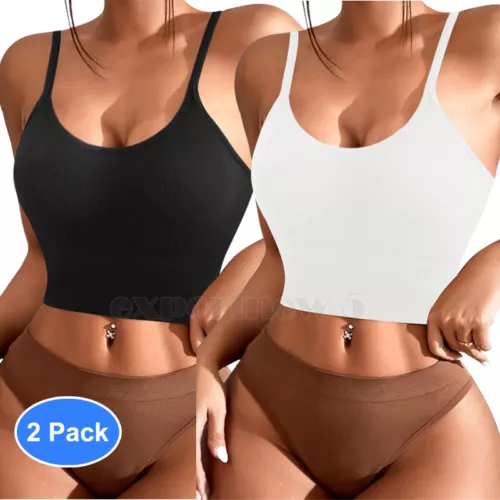Women Strappy Sport Yoga Low U-Back Bralette Padded Bra Crop Top Cami Vest Tank - Bild 32 von 43
