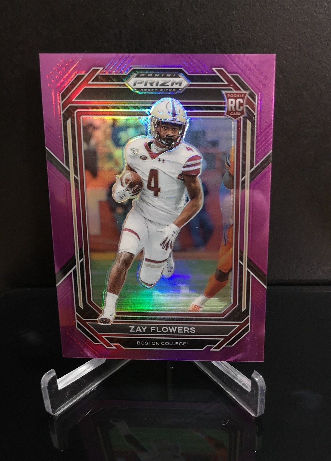#'ed/75 💥 ZAY FLOWERS RC SP 2023 Panini Prizm Draft Picks Purple Rookie No. 143
