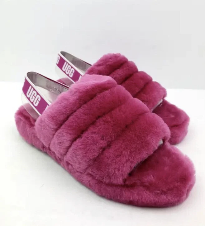 Sandali ciabatte UGG Fluff Yeah taglia 5 misura 6 7 pelliccia sintetica rosa caldo