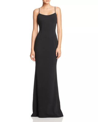 New $495 Katie May Womens Black Knot-Detail Sleeveless Fitted Column Gown Size 4