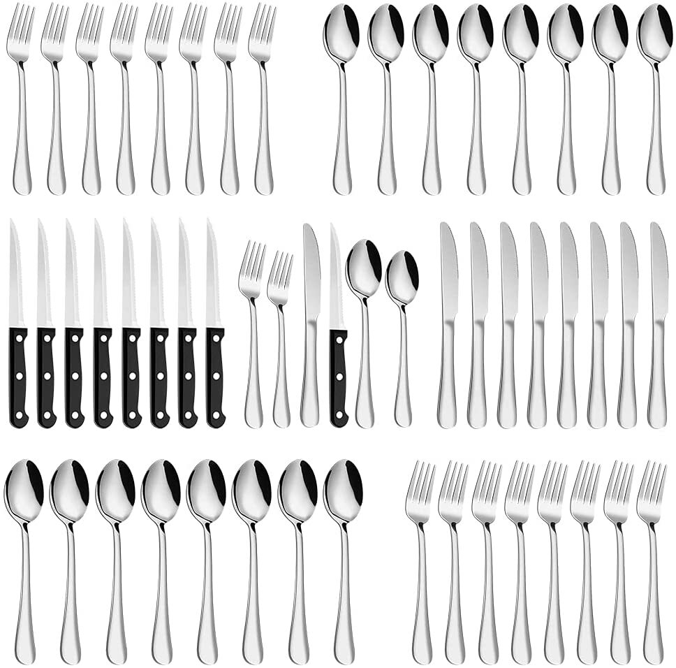 20/25/40/48 Pcs Flatware Cutlery Set Stainless Steel Silverware Kitchen