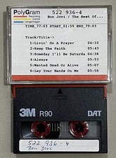 Jon Bon Jovi - Cross Road DAT Production Master Digital Audio Tape Cassette Rare