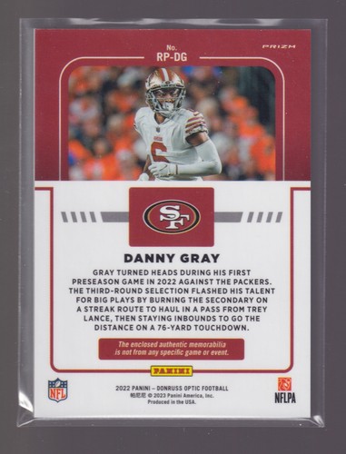 2022 Donruss Optic Danny Gray RC #RP-DG Rookie Phenoms Blue Hyper - Picture 2 of 2