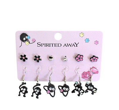 Studio Ghibli Spirited Away Soot Sprite Star Candy Sakura Earring Set of 6 Pairs