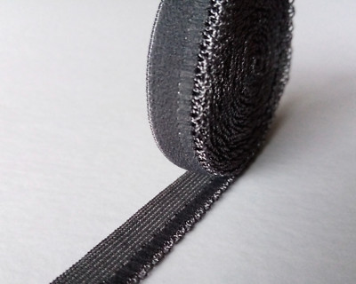 Bra and Knicker Making. Elastic Looped Edge -  Plush Back. 12mm | 1/2 inch. Grey