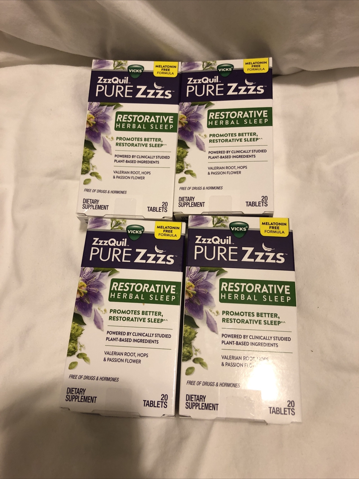 Lot Of 4 Vicks ZzzQuil Pure Zzzs Restorative Herbal Sleep 80 Tabs Exp 9