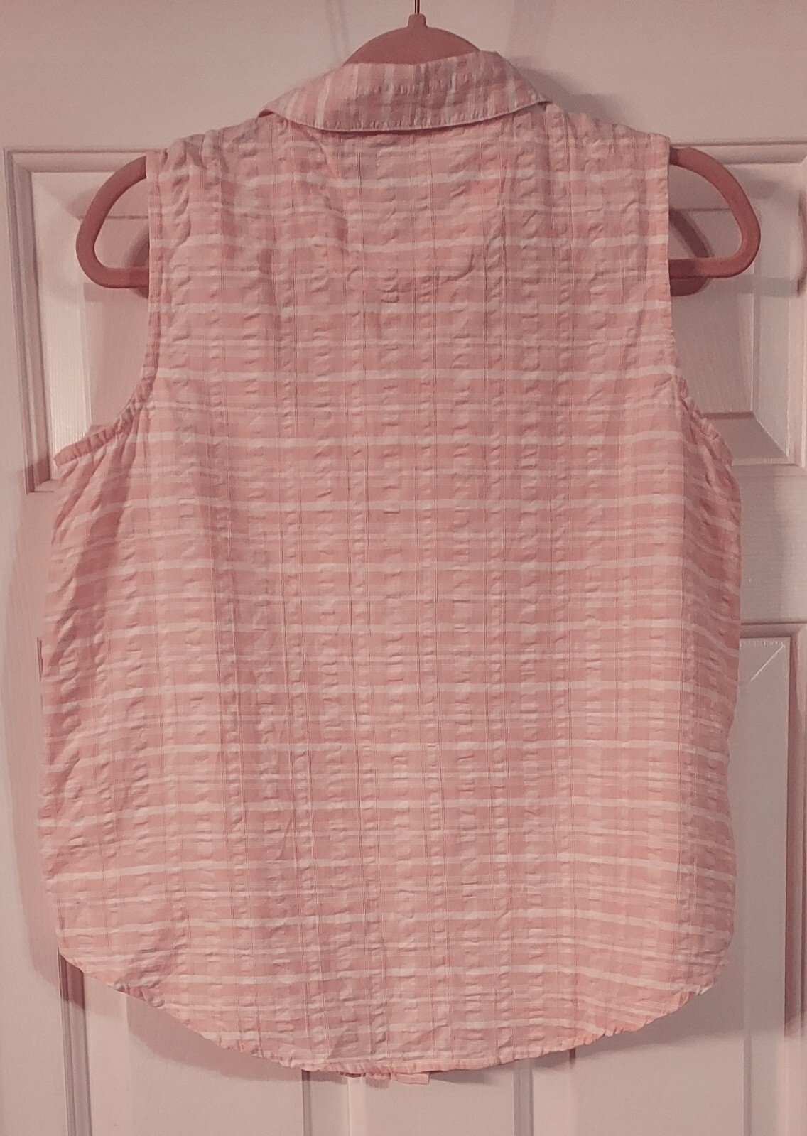 Big Dogs Women's Pink & White Plaid Sleeveless Buttondown Tank Size S
