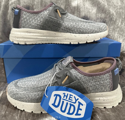 Hey Dude Sirocco W Sport Stripe  Womens Size 5 Grey Sneaker New in Box 40761-030