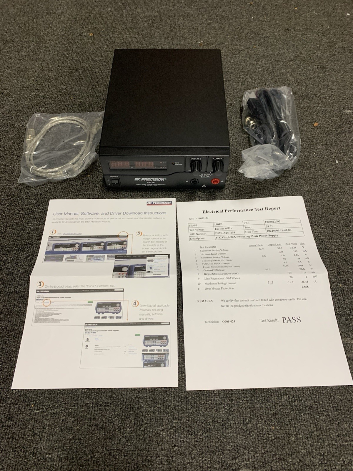 BK Precision 1901B Program Switching DC Power Supply, 32V/30A, 120VAC