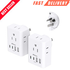 2 Pack Australia New Zealand Power Plug Adapter, 4 USB Charging Ports 4 USB C 