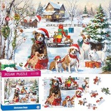 100 Piece Christmas Puzzles for Kids Ages 4-6 6-8 8-10, Dogs...