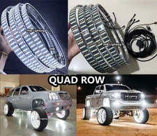 JHB Set of 4x 17.5" QUAD ROW Bright WHITE Pure Color LED Strobe Wheel Rim Lights