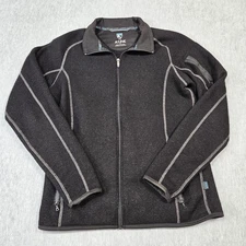 Kuhl Full Zip Fleece Jacket Mens Alfpaca Medium Black Gray Thumbholes Zip