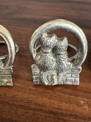Katzen Metall Serviettenring Halter unbeschriftet silberfarben 3er Set Paar Katzen - Bild 2 von 3