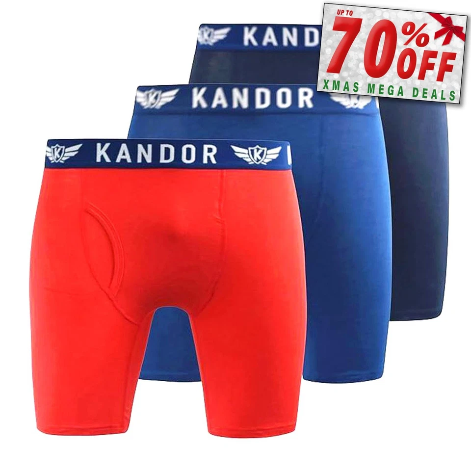Kandor Bambuso Cotton Underwear Boxer Shorts Boxers 3pk Navy