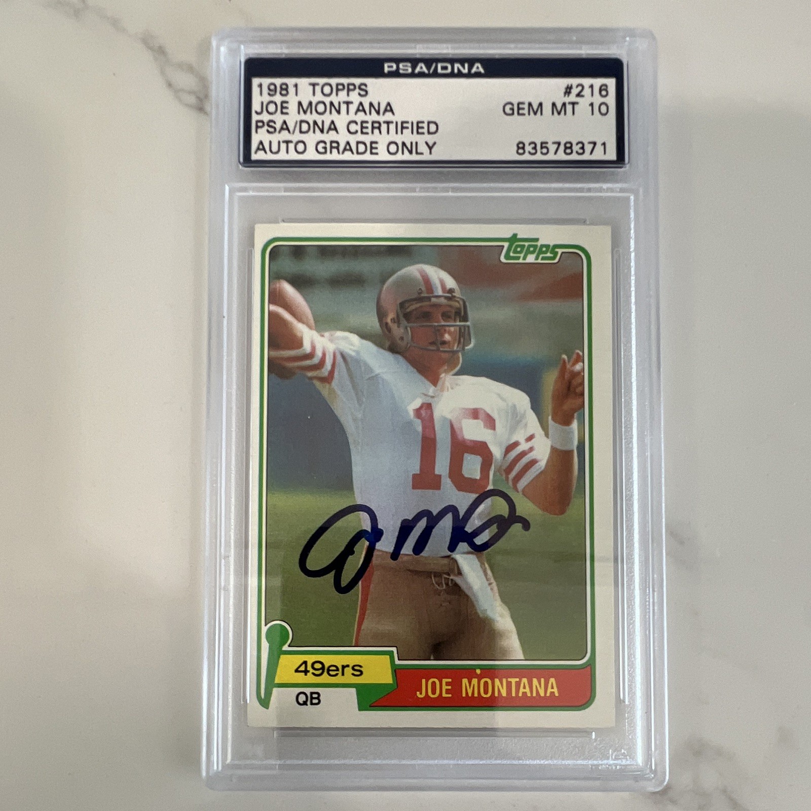 1981 Topps Joe Montana #216 PSA/DNA Auto Grade GEM MT 10 83578371