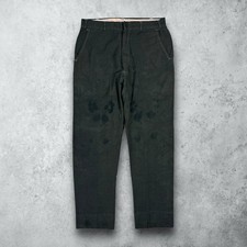 Vintage 50s Black Cotton Distressed Trouser Pants Size 30x28 Drop Loop