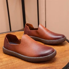 Mens Premium Leather Loafers Slip-On Comfort Driving Shoes Casual Flat Shoes
