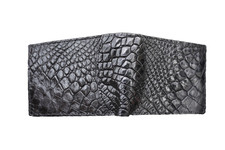 Money Clip Genuine Crocodile Skin Leather Bifold Men's Wallet Real Black  S50