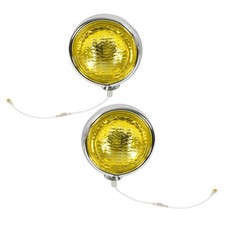 Pair 55w 12v Vintage Classic 5 Fog Light Halogen Wbulb Yellow Lens Left Right