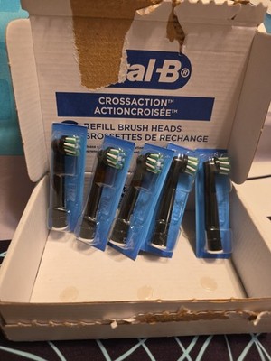 Oral-B CrossAction Replacement Brush Heads, 5 Pk, Black,Combo Heads, New, Sealed