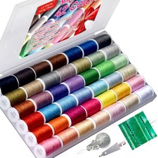 All Purpose Sewing Thread Set - 42 Assorted Rainbow Color Series and White Bl...