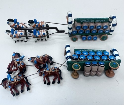 Mini Hofbrauhaus Munchen Beer Wagon Horse Keg Cart Tiny Figurines Lot