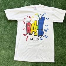 Vintage T Shirt Mens Small White Graphic Print 90s USA