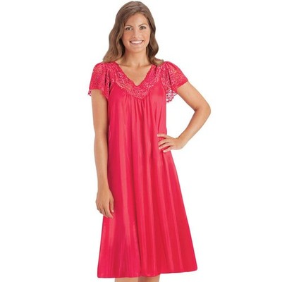 Lace Tricot Gown, Red, LG