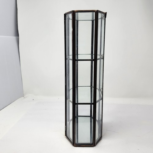 Vintage Brass Glass Curio Cabinet Display Case MCM Wall Hanging Free Standing 13 - Picture 5 of 16