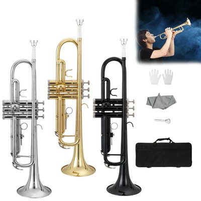 Glarry Brass 3 Keys B Flat Trumpet with Case & Accessories